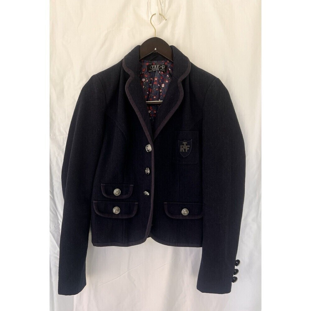 ZARA TRF Collection Military Blazer M Crest Button Gothic Prep Dark Academia